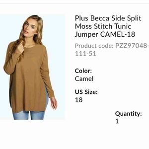 NWT Boohoo US14 side split tunic